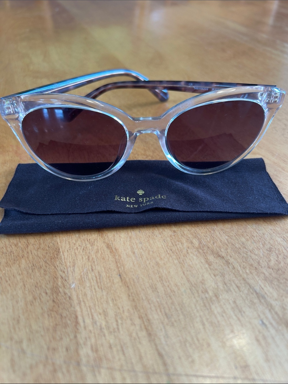 kate spade Clear Frame Sunglasses with Brown Lenses - Cat Eye Style